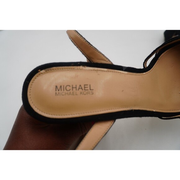 Michael KORS Yoonie Black Suede Ankle Strap Black Jeweled Heels Sandals Sz 9.5 M - Picture 10 of 14